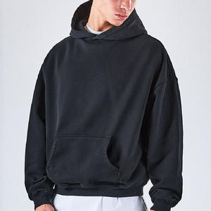 100% coton blanc épais haute qualité polaire surdimensionné français éponge à capuche pour hommes Vintage lavage à l'acide sweats à capuche lourds - Product Image 3