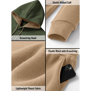 Conjunto de 2 Piezas de Sudadera con Capucha y Pantalones Deportivos para Hombre con Cordón Ajustable 2025, 100% Algodón, Logotipo Personalizado con Impresión 3D, Conjuntos Deportivos Unisex - Product Image 5