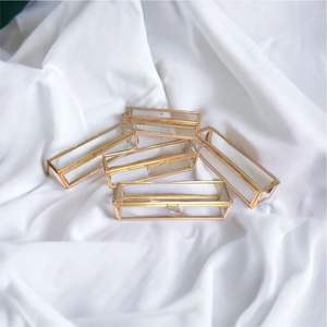 Vintage Gold Trim Glass Scroll Invitation Box Wholesale Glass Wedding Gift Box Clear Glass Scroll <b>Holder</b> for Wedding Invitations - Product Image 1