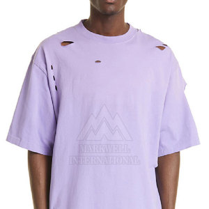 T-shirt imprimé décontracté d'été de qualité supérieure 100% coton, coupe ample, effet délavé pour hommes - Product Image 3