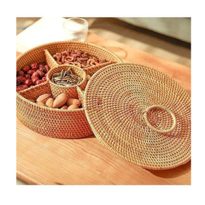 Vietnam Round Rattan Tray Handmade Woven Decorative Tray - Product Image 3
