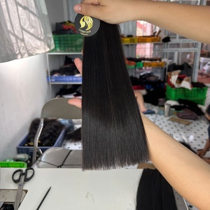 Mechones de cabello Natural liso sin procesar, Color negro, 100% cabello humano virgen brasileño, tejido, 100g cada uno - Product Image 6