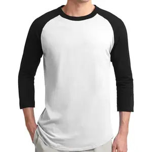 Mens Raglan Sleeve Crewneck T-Shirt White/Black