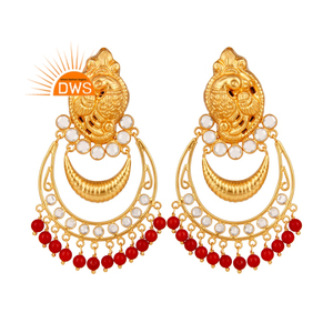 Pendientes colgantes de piedras preciosas con cuentas de coral y circonita cúbica chapada en oro de 18 quilates de plata de ley superventas, fabricante de joyería fina Demi - Product Image 1