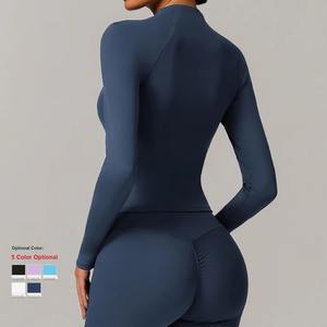 Venta al por mayor de las mujeres transpirable ligero gimnasio Top logotipo personalizado chaqueta deportiva cremallera manga larga al por mayor pedidos del OEM para las mujeres - Product Image 3