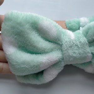 Eco-friendly Podka Dot Bow Hairband Soft Coral Fleece Headwrap <b>Elastic</b> Bracelet for Skincare Use Hair <b>Elastic</b> Band 1 PCS - Product Image 2