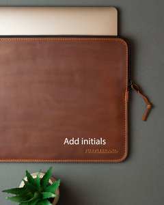 Housse de protection pour ordinateur portable et organiseur de dossiers en cuir véritable professionnel avec couleur et marque personnalisées LLS-0007B - Product Image 3