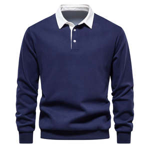 Sudadera de Cuello Polo de Manga Larga para Hombre, Otoño 2026, Básica, Informal, Versátil, de Alta Calidad, al por Mayor, Camisetas Polo OEM - Product Image 6