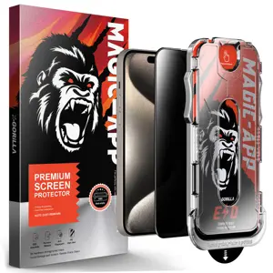 X-Gorilla Aplicativo mágico de remoção de poeira 9H Privacidade Protector de tela de vidro temperado transparente HD com cola completa para iphone 16 15 14 13 12 11 Pro