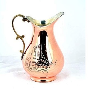Carafe à eau en cuivre gravée à la main, design et couleur anciens, vaisselle en métal, décoration d'intérieur, ustensiles de cuisine, restaurant - Product Image 3