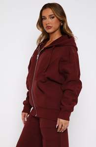 Wine <b>Red</b> Zip Up <b>Hoodie</b> Jogger Set for Women 2 Piece Tracksuit Oversized Sweatshirt & Sweatpants Lounge Outfit - Product Image 3