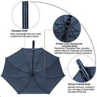 Parapluie de golf semi-automatique extra large 47/62/68 pouces, avec double ventilation, imperméable et résistant au vent