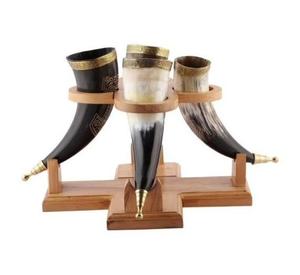 Jarra Vikinga de Cuerno de Primera Calidad con Soporte de Madera, Jarra Artesanal Nórdica para Cerveza y Vino, Decoración para Bar, Bodas y Fiestas - Product Image 6