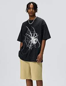 เสื้อยืดคอตตอนหนาน้ำหนักมากทรงบ็อกซี่ แขนสั้น ไหล่ตก ทรงหลวม แบบครอป สำหรับผู้ชาย - Product Image 3