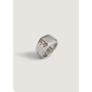 Orion Statement <b>Ring</b> Silver Signet with <b>Boho</b> Vintage Style Platinum with Smooth Cut Stone Rhodium Plated Everyday Wear - Product Image 1