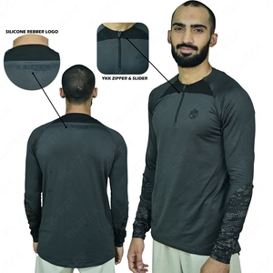 Camiseta Deportiva de Media Cremallera para Hombre al por Mayor, Informal, Deportiva, de Secado Rápido, Transpirable, de Poliéster, con Estampado Técnico - Product Image 5