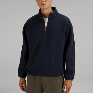 Sweatshirts en coton épais de haute qualité pour hommes sweat-shirt à col montant de sport uni à demi-fermeture éclair personnalisé - Product Image 5