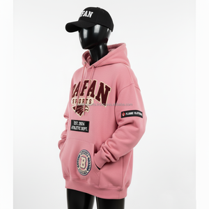 Sweat à capuche en molleton de coton 340 GSM, toucher doux, poids lourd, avec broderie en chenille, options de logo personnalisé, sweat à capuche basique - Product Image 3