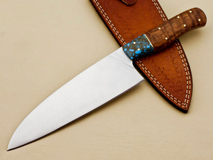 Profesional personalizado hecho a mano de acero inoxidable 440c cuchillo de Chef resina epoxi y mango de madera cuchillo de cocina con Funda de cuero puro - Product Image 5