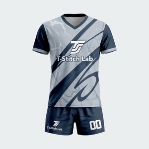 Nuova Elegante Divisa da Calcio 100% Poliestere ad Asciugatura Rapida, Manica Corta, Nome Squadra Personalizzato, Stampa a Trasferimento Termico, Collo a V, per Squadre Professionali - Product Image 2