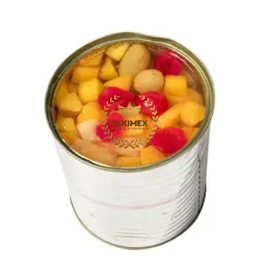 Top Verkoop Vietnam Fabrikant Van Hoge Kwaliteit Ingeblikt Tropisch Fruit Cocktail Ananas Papaja Kokosnoot In Lichte Siroop 580Ml