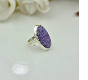 Charoite Gemstone <b>Ring</b> for Women Handmade Vintage Style Jewelry in 925 Sterling Silver Elegant Solid Silver <b>Statement</b> <b>Ring</b> - Product Image 3