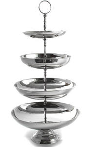 Servidor de soporte de pastel de 2 niveles de esmalte blanco niquelado de aluminio caliente con tallo de pájaro decorativo soporte de pastel de bajo precio barato al por mayor - Product Image 6