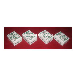 Boîte en marbre incrusté de forme rectangulaire, entièrement faite à la main, boîtes cadeaux de bijoux décoratifs pour la vente en gros - Product Image 1