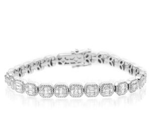 Pulsera de Diamantes Baguette, Pulsera de Tenis de Moissanita, Joyería de Boda, Regalo de Aniversario, Joyería Especial Chapada en Oro Blanco - Product Image 1