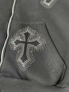 Vêtements de rue pour hommes sur mesure Fabricant de vêtements Veste à capuche brodée de strass Hoodie de créateur - Product Image 6