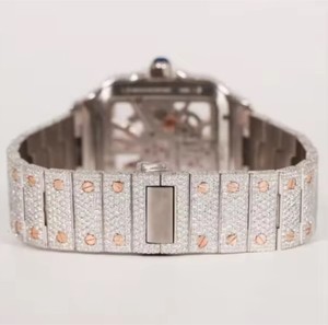 นาฬิกาข้อมือผู้ชายสไตล์ฮิปฮอปคลาสสิก หรูหรา ระบบกลไก ตัวเรือนสแตนเลสสตีล ระบบอนาล็อก ประดับเพชรโมอิสซาไนต์ ความใสระดับ VVS พร้อมฟังก์ชันแสดงวันที่ - Product Image 2