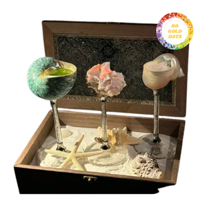 Tasse à vin en verre écologique de luxe avec base en acrylique transparent-Cadeau océanique unique fait à la main pour les amoureux de la plage Intérieurs inspirés de la mer - Product Image 3