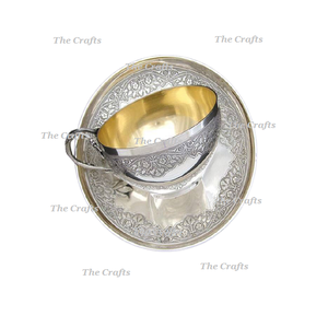 Tasse à thé et soucoupe en laiton plaqué or de la plus haute qualité pour la maison, l'hôtel et la cuisine des restaurants - Product Image 3