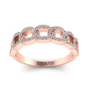 แหวนโซ่เพชรเม็ดกลมแบบโบราณสีโรสโกลด์925สเตอร์ลิงเงินที่เชื่อมต่อกันสำหรับผู้หญิงแหวนหมั้นสุดหรู - Product Image 5