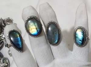 Anillo de piedra labradorita Natural, fabricación india, plata, latón - Product Image 3