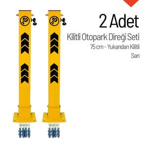 Secure Car Parking Barrier <b>Set</b> of 2-75cm Lockable Steel Barrier - Product Image 1