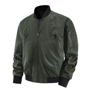 Blouson aviateur décontracté léger pour hommes, printemps-automne, coupe-vent de sport zippé avec poches, manteau teint en plaine, vêtements - Product Image 4