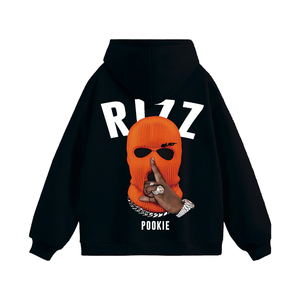 ชุดวอร์มมีซิปปักลายสำหรับผู้ชายชุดวอร์มมีฮู้ดสีดำที่กำหนดเองชุดวอร์มกางเกงผ้าฝ้าย100% ซีดไปด้วยแสงแดดในฤดูหนาว - Product Image 2