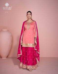 Conjunto Tradicional Maruti Fashion para Mujer, Top Sharara con Dupatta, Bordado Intenso en Seda Chinon, Colección de Exportación para Bodas y Todas las Temporadas - Product Image 2