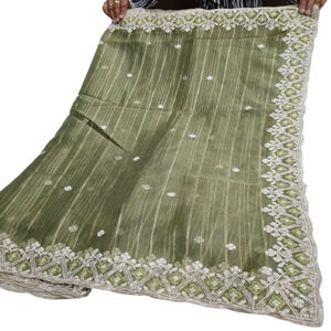 Sari de organza moderno de alta calidad a precio de fábrica de alta demanda para ropa de fiesta de boda india y pakistaní directo de la India - Product Image 1