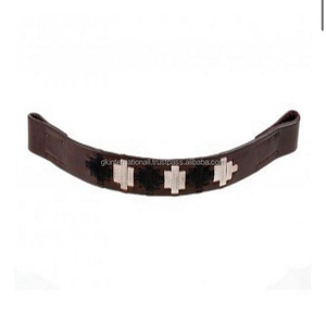 Polo à bande de cheval en cuir noir pleine fleur avec coutures colorées en pleine taille cob - Product Image 4