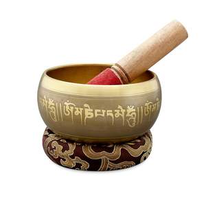 <b>Tibetan</b> <b>Singing</b> <b>Bowls</b> Set Manufacturer Meditation Sound <b>Bowl</b> Hand Hammered Polished Gold-plated Yoga Mindfulness Healing Chakra - Product Image 2