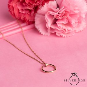 Collar Silverings 925 de Plata de Ley con Diseño de Clavos, Oro Rosa, Zirconia, Diamantes Geométricos, Cadenas con Baño de Rodio, Estilo Moderno para Regalo - Product Image 5