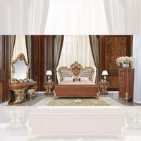 Ensemble de chambre à coucher de luxe en bois massif avec rangements et fonctions extensibles, 2 tables de chevet, design moderne pour hôtel/centre commercial, mobilier de maison