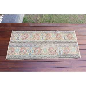 Alfombra Vintage, Alfombra Turca de 1.7x3.7 pies, Alfombra Persa Azul de Lana - Product Image 1