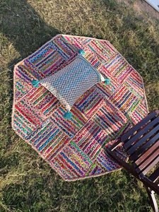 Hermoso trapo de yute trenzado hecho a mano, decoración del hogar, diseño circular, suelo, alfombras redondas coloridas - Product Image 6