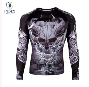 INDEX APPAREL <b>Men's</b> Long Sleeve O-Neck Quick Dry Slim Fit Sporty T-<b>Shirt</b> Knitted Polyester <b>Skull</b> Pattern Regular Length - Product Image 1