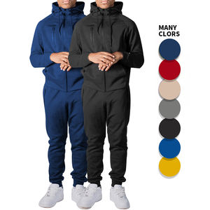 Ensemble deux pièces tricoté sweat à capuche pour hommes respirant OEM survêtement personnalisé décontracté Fitness Jogging costume tenue porter - Product Image 1