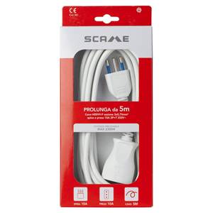 5m White H05VV-F 3x0.75 Mmq Electrical <b>Extension</b> Cord (10A 2P+T) PP0382R Cable and Wires - Product Image 2