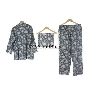 Conjunto de Pijama de Algodón 100% para Mujer, Estampado Floral, Transpirable, Manga Tres Cuartos, para Primavera/Verano - Product Image 6